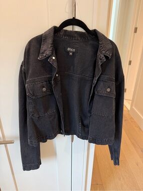 Ética Oversized Washed Black Denim Jacket Size M